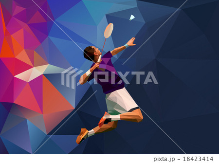 Polygonal professional badminton player smash 18423414