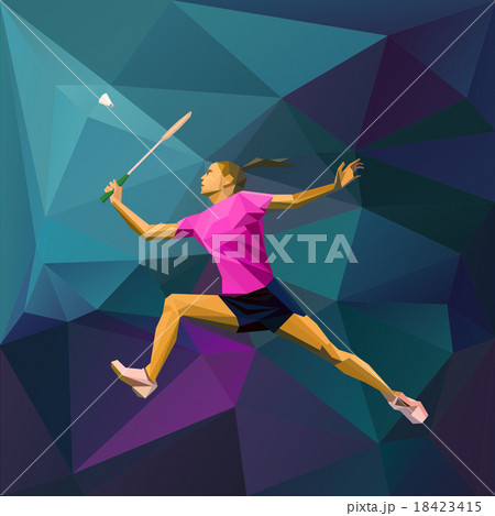 Abstract triangle style female badminton player 18423415