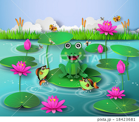 Frog In The Pond のイラスト素材