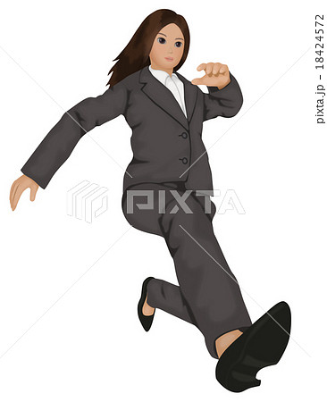 スーツを着て走る女性のイラスト素材