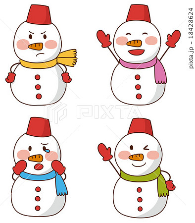 雪だるまの表情のイラスト素材