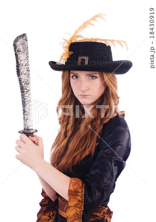 Woman pirate isolated on the white Woman pirate isolated on the white 18430919