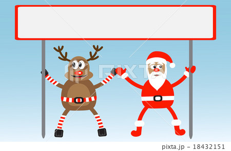 cartoon deer and Santa-Claus hold posteron 18432151