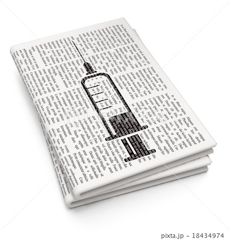 Medicine concept: Syringe on Newspaper background Medicine concept: Syringe on Newspaper background 18434974