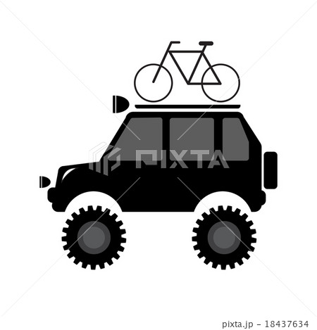 vector illustration Off-Road vehicle carry bicycle on top 18437634