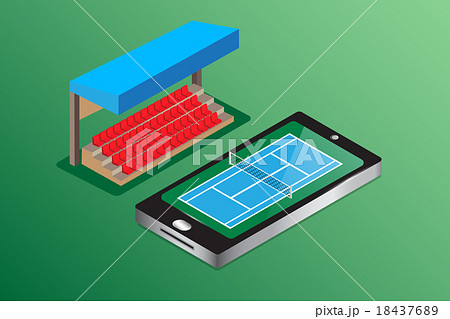 tennis court green background isometric view watching live conce tennis court green background isometric view watching live conce 18437689