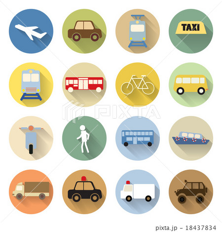 set of transportation icon flat style with long shadow 18437834