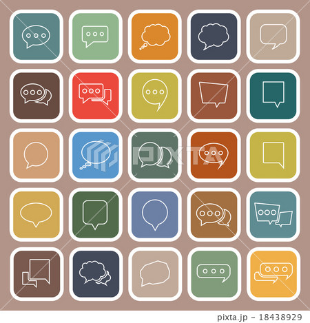 Speech Bubble line flat icons on brown background 18438929