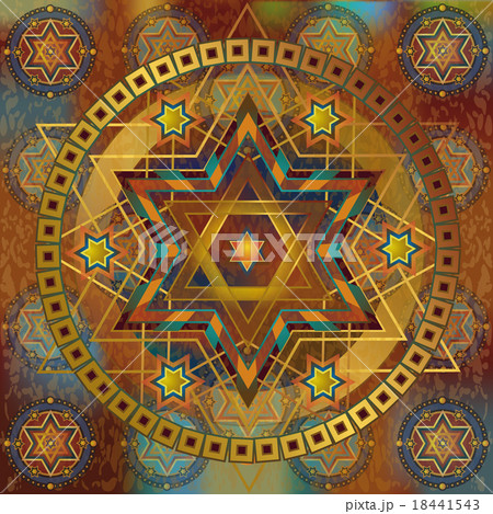 stars david radial ornament, colored background 18441543