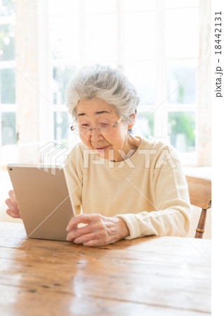 タブレットを使う祖母 タブレットを使う祖母 18442131