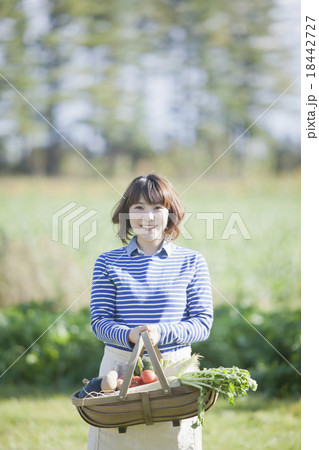 野菜かごを持つ女性 18442727