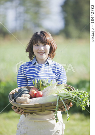 野菜かごを持つ女性 18442732