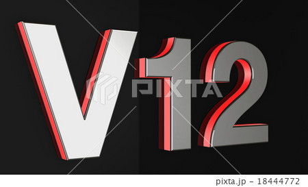 V12 sign, label, badge, emblem or design element. 18444772
