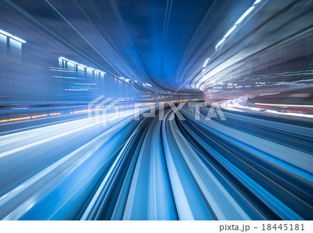 Motion blur of train moving in Tokyo, Japan Motion blur of train moving in Tokyo, Japan 18445181