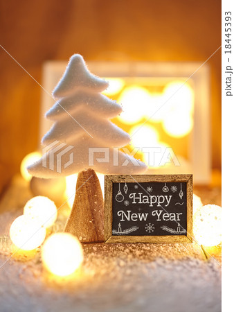 Christmas greeting card with text Happy New Year 18445393