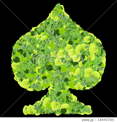 Playing card eco icon spades, made from leaves. Playing card eco icon spades, made from leaves. 18445703