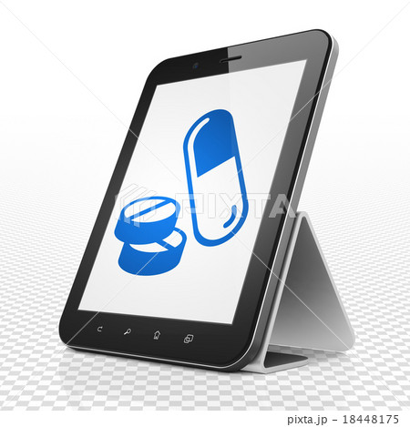 Medicine concept: Tablet Computer with Pills on 18448175