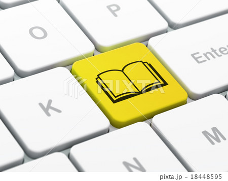 Science concept: Book on computer keyboard Science concept: Book on computer keyboard 18448595