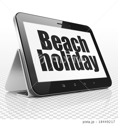 Travel concept: Tablet Computer with Beach Holiday Travel concept: Tablet Computer with Beach Holiday 18449217