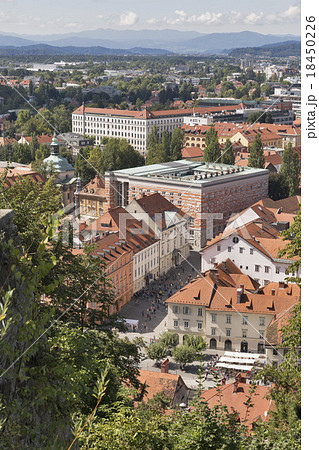 Ljubljana cityscape aerial view, Slovenia 18450226