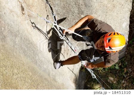Courageous Rock Climber Aerial Shot Courageous Rock Climber Aerial Shot 18451310