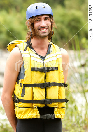 Happy Adult Man Wearing Water Sport Outfit Happy Adult Man Wearing Water Sport Outfit 18451637