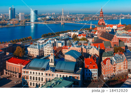 Aerial view of Old Town and Daugava, Riga, Latvia 18452020