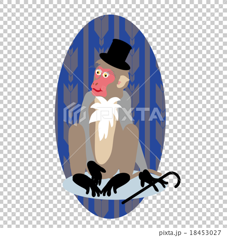 シルクハットをかぶった猿の紳士のイラストのイラスト素材