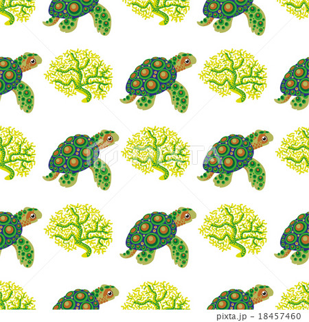 Seamless pattern with tropical turtle and coral 18457460