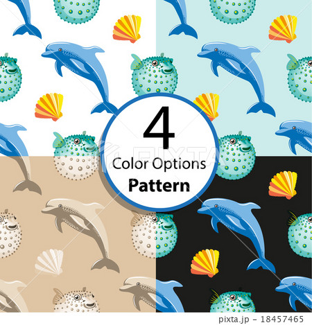 Four seamless pattern with dolphin and fish ball Four seamless pattern with dolphin and fish ball 18457465