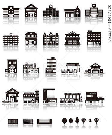 建物アイコン シルエットのイラスト素材