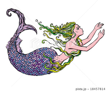 Hand drawn Illustration of a Beautiful mermaid  18457814
