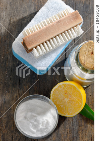 Tools and sodium bicarbonate for house cleaning 18459109