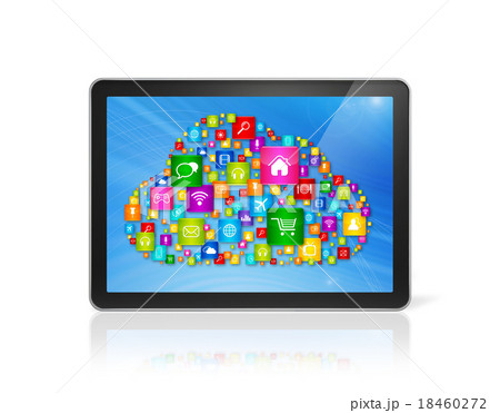 Digital Tablet pc and cloud computing symbol 18460272