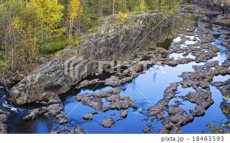 Riverbed in canyon of volcanic rock in forest 18463593