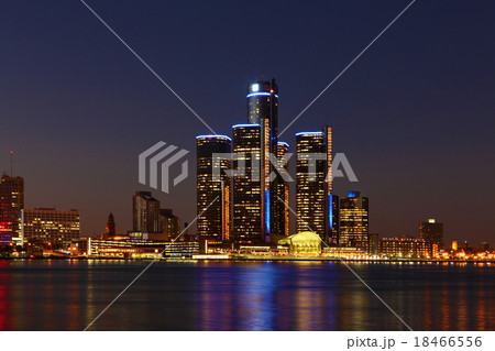 The Detroit, Michigan Skyline at night The Detroit, Michigan Skyline at night 18466556
