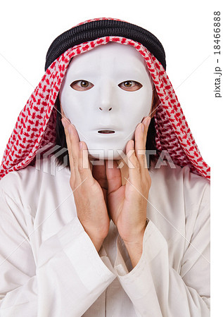 Arab in hypocrisy concept on white 18466888