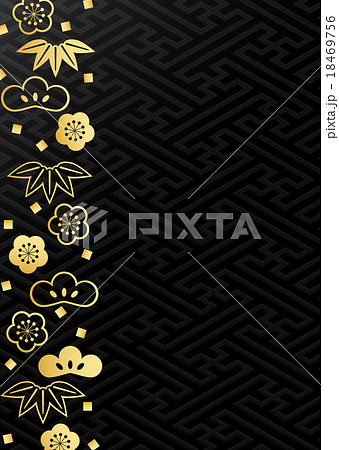 松竹梅　金　漆黒　背景 18469756