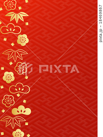 松竹梅　金　朱赤　背景 18469867