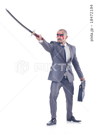 Businessman with sword isolated on white Businessman with sword isolated on white 18472194