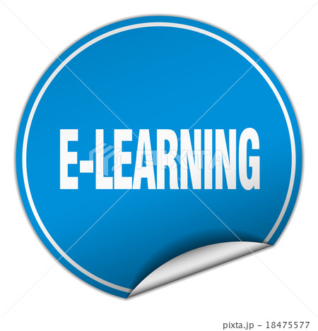 e-learning round blue sticker isolated on whiteのイラスト素材 [18475577] - PIXTA