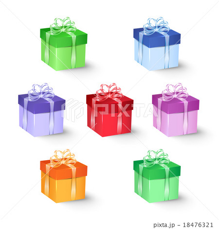 Set of colorful gift boxes with bows and ribbons Set of colorful gift boxes with bows and ribbons 18476321