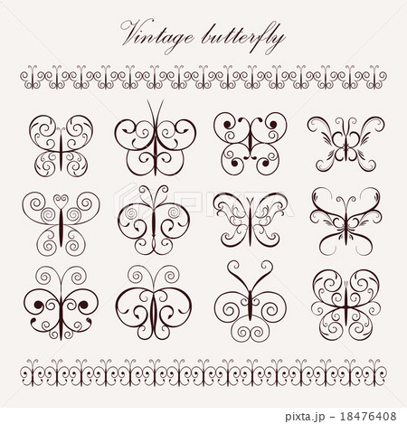 Set vintage decorative butterflies 18476408
