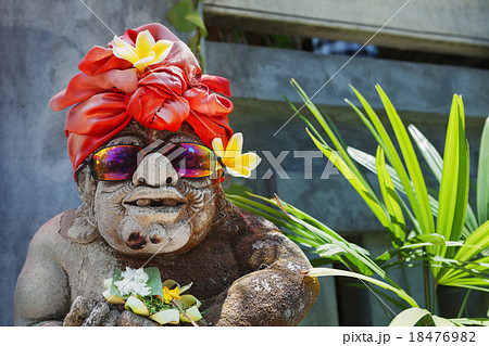 Humorous portrait of traditional Balinese guard 18476982