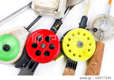 closeup ice-fishing rods and equipment closeup ice-fishing rods and equipment 18477294