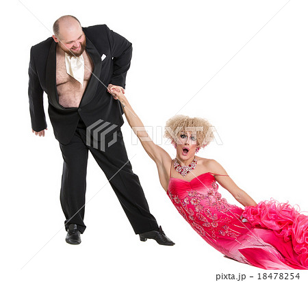 Eccentric Fat Man Dragging a Woman Eccentric Fat Man Dragging a Woman 18478254