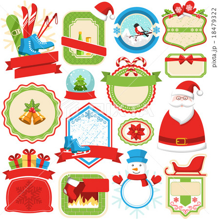Set of Christmas Winter Lables Icons Collection Set of Christmas Winter Lables Icons Collection 18479322