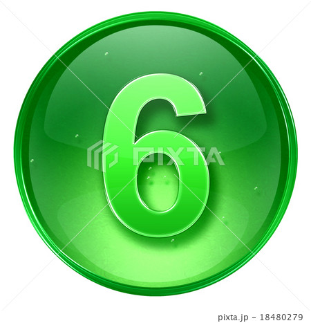 number six icon green, isolated on white number six icon green, isolated on white 18480279