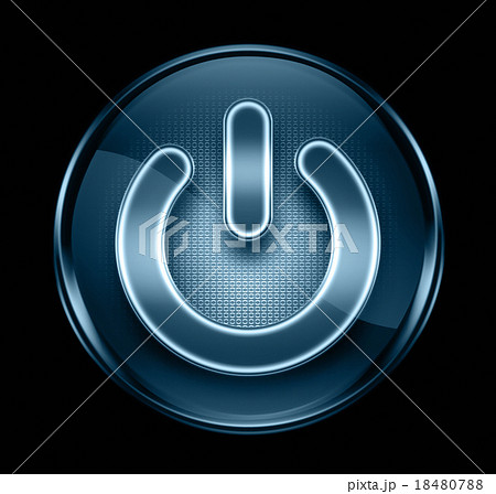 power button icon dark blue, isolated on black 18480788