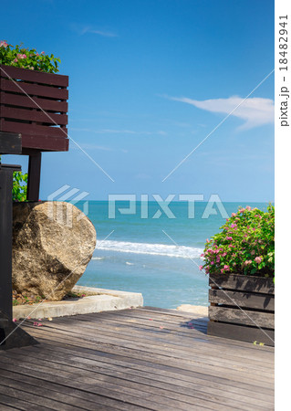 Wooden Terrace with Stair To The Sea Wooden Terrace with Stair To The Sea 18482941